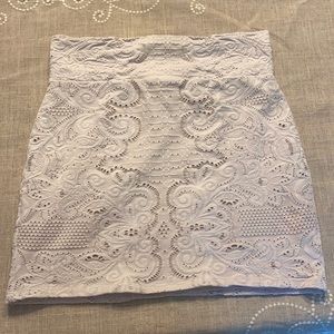 Bebe Fitted White Lace Mini Skirt